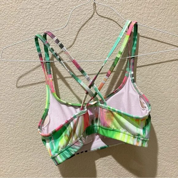 ATHLETA Wailea Sports Bra Full Focus Green Print Strappy Swim Top Size XS - Picture 5 of 10